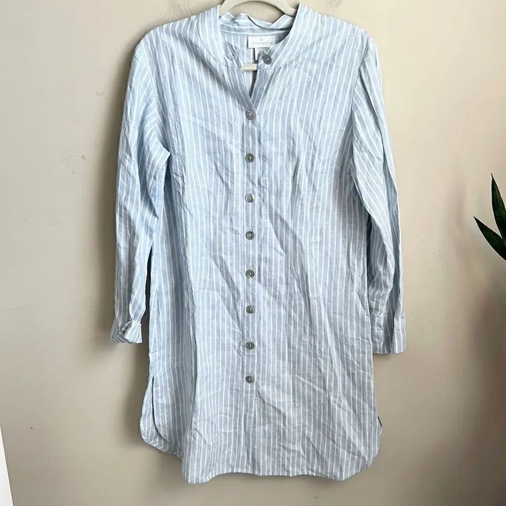 Soft Surroundings Striped Linen Shirt Dress S